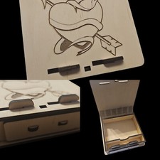 Zigarettenetui Holzbox HERZ MIT PFEIL Geschenk Deko Hochzeit Valentinstag Love