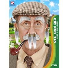 Alter Mann Nasen & Ohren Haare Karneval Fasching Opa Großvater Kostüm Fest Party