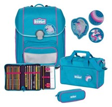 Scout Genius Set 4-teilig Schulranzen Tasche Dolphins blau