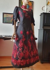 Cocktailkleid 40 schwarz Bühne Hochzeit bordeaux bestickt Blumen Abendkleid