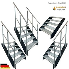 Premium Treppe 5 Stufen Breite 60-140cm H: 95cm Außentreppe Geländer Wange Anth.