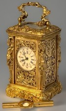 Atemberaubende Vintage vergoldete Bronze Ormolu Miniatur Kutschenuhr in neuwertigem Zustand