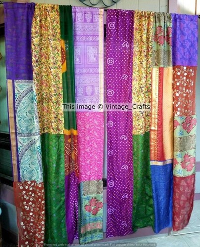 Vintage sari patchwork gardine - patchwork,