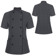Damen Kochjacken Mit Knopf Kurzarm Koch Jacke Bäckerjacke Kochhemd Chef-Uniform