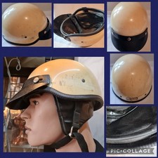 Motorradhelm Helm Halbschale alt Oldtimer Schutzhelm antik beige Moped Mofa Helm
