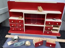 Kaufmannsladen Kaufladen Apothekerschrank Rot Weiß 1930er Puppen Holz Vintage