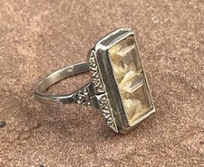 Art Déco 835 Silberring gelbe