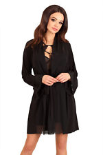 Morgenmantel Damen Dessous Kimono Nachtwäsche  schwarz kurz