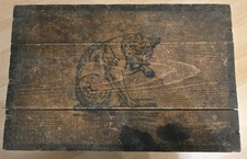 Hoffmanns Silber Glanz Stärke Holzkiste Truhe Katze Vintage Antik 