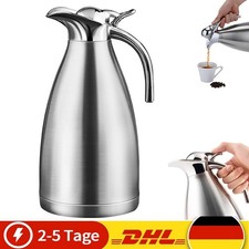 2 L Thermosflasche mit Griff Silber Edelstahl Flasche Bottle Kanne Thermo Kanne