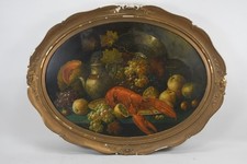 N92S32- Rudolf Stoitzner (1873-1933) Gemälde Stillleben Obst Hummer signiert