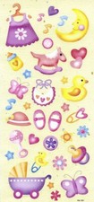 Sticker Papiersticker basteln Baby Girl Mädchen Karten basteln Scrapbooking bunt