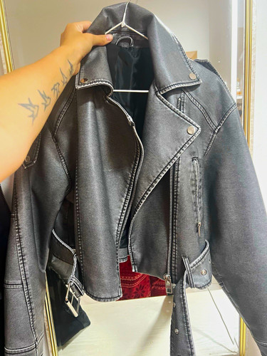 Damen bikerjacke grau - damen,