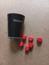 Mariacron Leder Würfelbecher Schwarz mit 6 Roten Holz Würfel