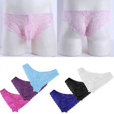 DE Männer Slips Bikini Unterhosen Tanga Höschen Hohl Nachtwäsche Spitze Shorts