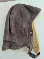 Alte Fliegerhaube Leder Fliegerkappe Haube Pilot Kopfbedeckung 2. WK? WW II
