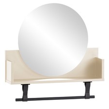 Wandregal - cremebeige - mit Spiegel - Kleiderstange