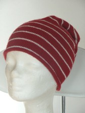 Strickmütze "Markenlos"mit 20% Cashmere und Wolle, rot-weiß gestreift