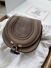 Chloé Marcie Small Saddle Bag Tasche Leder Nubuk Flannel Grey braun