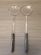 SALATBESTECK GUZZINI VINTAGE LOOK! Kunststoff transparent Chromgriff!