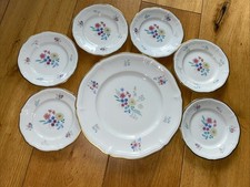 Rosenthal CHIPPENDALE  6x Teller 15,5 3236 Blumen Goldrand 1x 26,5 Gebäckteller