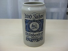 Bierkrug 200 Jahre Oktoberfest, Sammlerkrug, Maßkrug, Steingut, unbenutzt