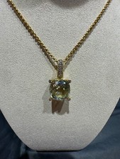 Moderner Prasiolith Anhänger 14Karat (585) Gelbgold mit Brillanten