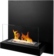 Gel- und Wand - Ethanol - Kamin Board schwarz mit Sicherheitsglas modern