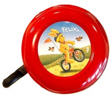 Bike Fashion Kinder Fahrradklingel „Felix der Hase“, rot, Ø 55 mm