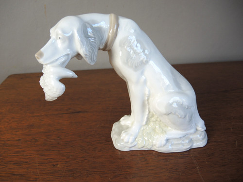 Alte porzellanfigur jagdhund - porzellanfigur,,