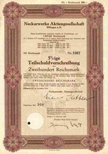 Neckarwerke AG 1936 Esslingen EnBW Schwaben EVS TWS Stuttgart AEG Berlin 200 RM