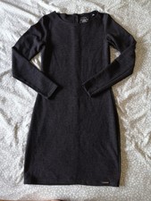 Superdry Damen Kleid, Gr. L, Schwarz, Viskose, Polyester, Elasthan