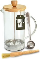 French Press 1L aus Glas Kaffeebereiter Set 5 Tassen Edelstahl Kaffee Tee Presse