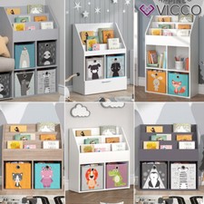 Kinderbücherregal Luigi 72 x 79 Kinderzimmerregal + Faltbox Hase/Nielpferd Vicco