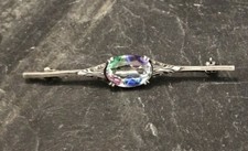 Brosche mit Rheinkiesel Art Deco Silber 835