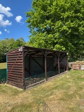 Unterstand Holz Komplett Dach Wasserfass Einschlaghülzen 250 x 600 x 210 cm.
