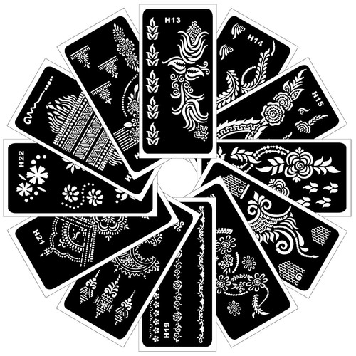 Henna schablonen set 12 - henna-schablonen-set,