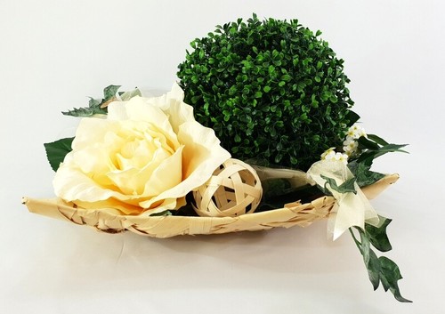Gesteck kunstblumen creme - gesteck,