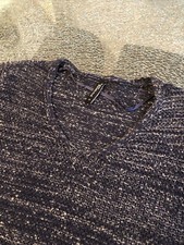 Blauer Strickpulli mit Lochmuster Gr. XS