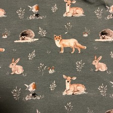 1,75m Baumwolle Jersey Stoff Herbst Fuchs Igel Waldtieren Hase 