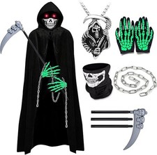 YADODO Sensenmann Kostüm Herren Damen Erwachsene Mit Sense Schädelmaske Handschu