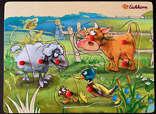 Steckpuzzle Holz Einlegepuzzle Bauernhof Tiere Kuh Ente Schaf Marke Eichhorn