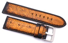 24 mm Made Germany echtes Straußenleder Haut cognac Uhrenarmband Band 24/22 mm