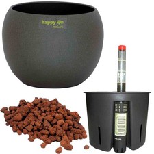 Set4 Keramik Hydro Blumentopf Madeira dunkel grau struktur Kugel