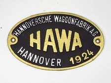Original Waggonschild - HAWA Hannover von 1924