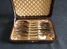 DDR Besteck  ABS  -  6 Kuchengabeln  im Kasten   -   Ähre Muster