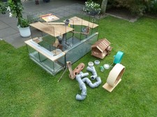 Rennmaus Käfig in mehreren Etagen -Glasunterteil mit Anbauten und viel Zubehör