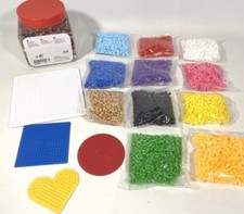 Bügelperlenset XXL Paket mit Schablonen, Herz, Kreis, Viereck, Neuwertig Bunt