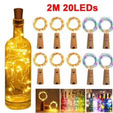 12x 20 LED Weinflasche Kork Flaschenlicht Lichterkette Beleuchtung Batterie Deko