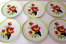 DDR 6xDessertteller CP-Stadtlengsfeld Porzellan Kuchenteller Orange Blumen RAR